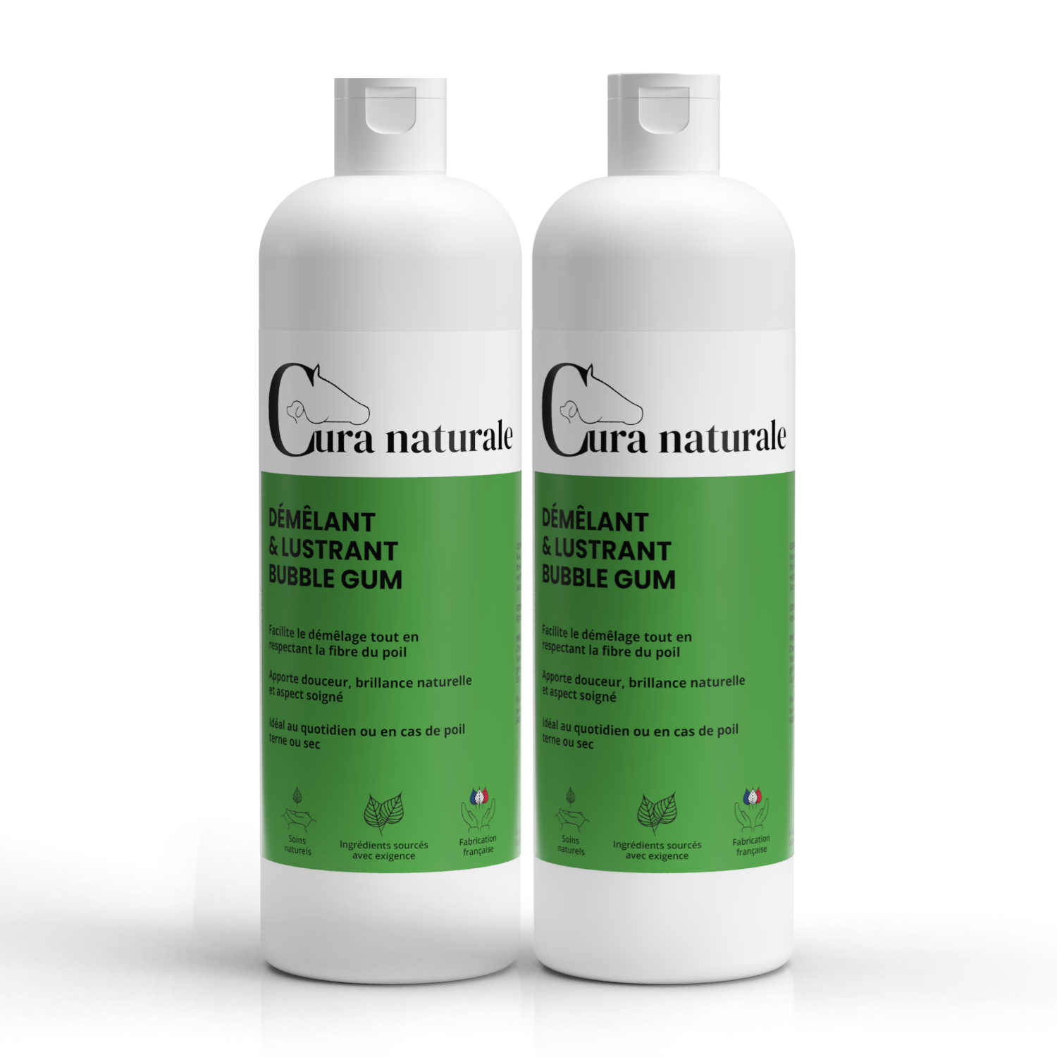 Démêlant lustrant grand format 1 L bubble gum pour cheval chien et chat — Cura naturale