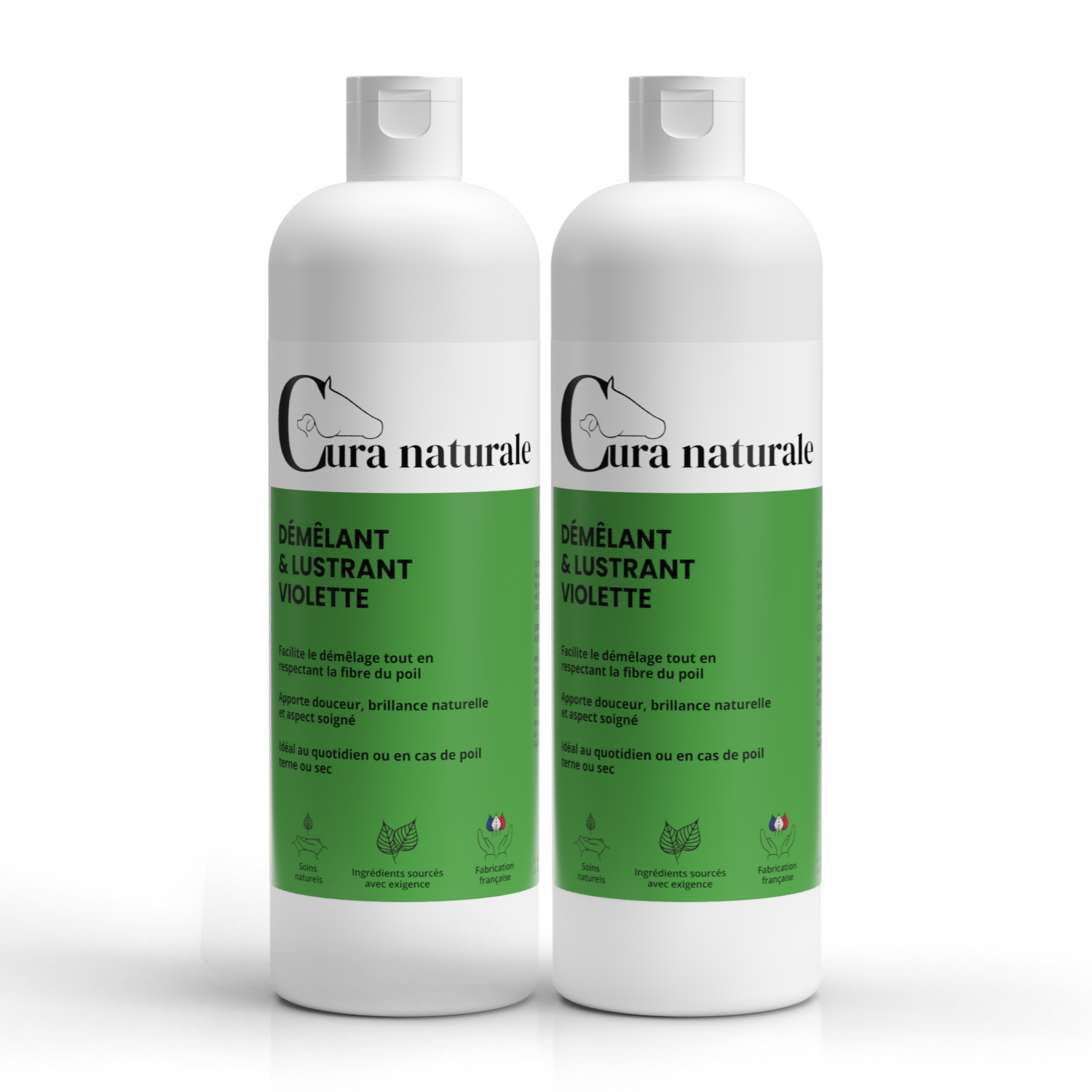 Démêlant lustrant grand format 1 L violette pour cheval chien et chat — Cura naturale