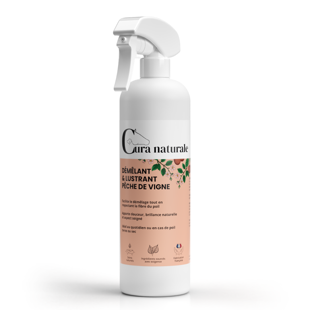 Démêlant lustrant - flacon 500 ml pêche de vigne - Cura naturale