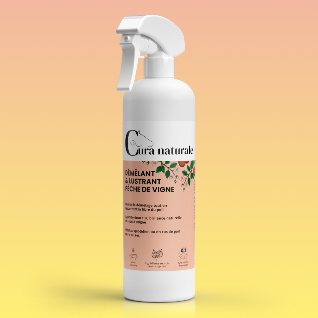 Démêlant lustrant - flacon 500 ml pêche de vigne - Cura naturale