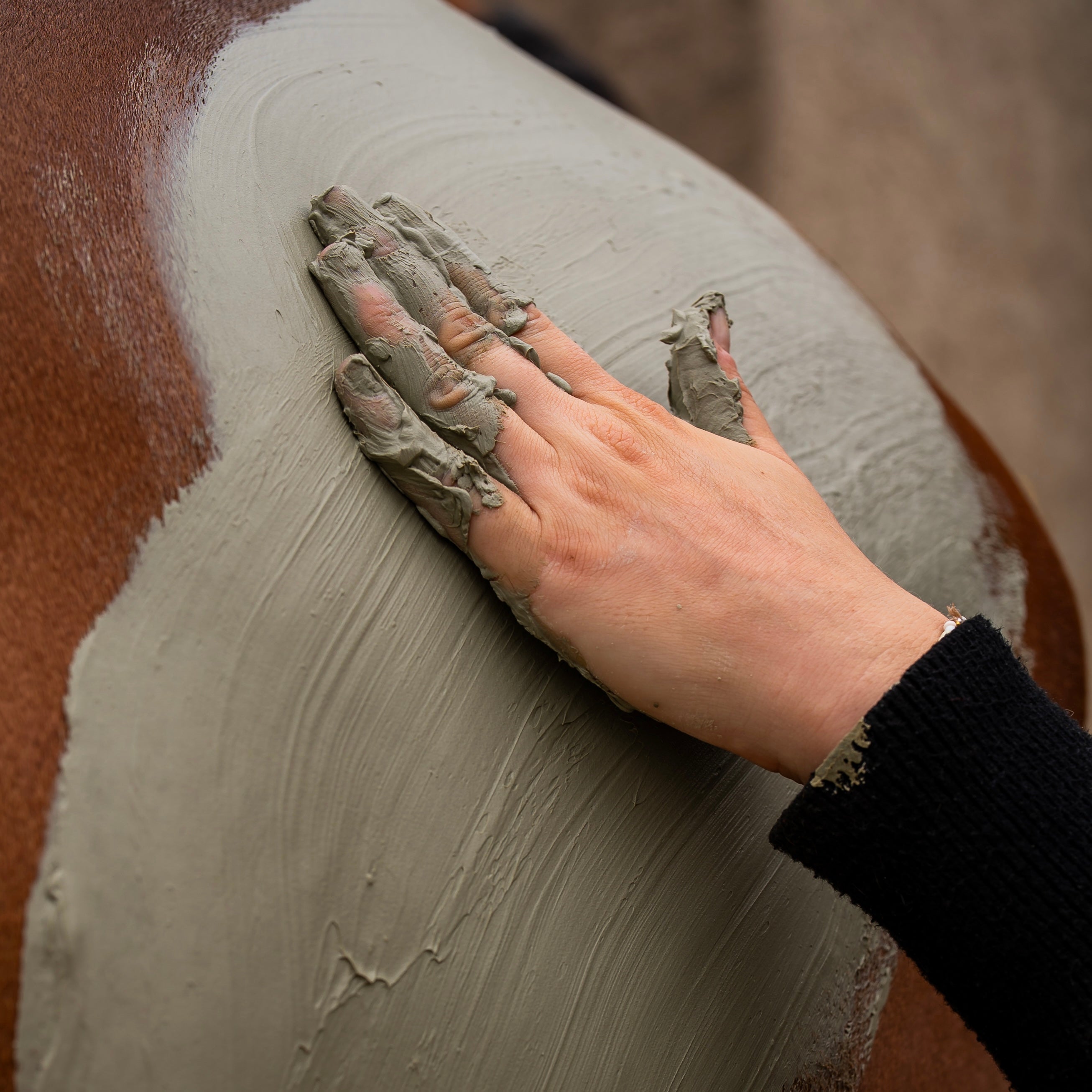 Horse muscle comfort clay application