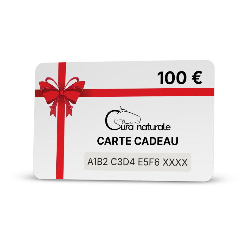 Carte cadeau cheval, chien et chat · carte de 100 € à offrir · Cura naturale