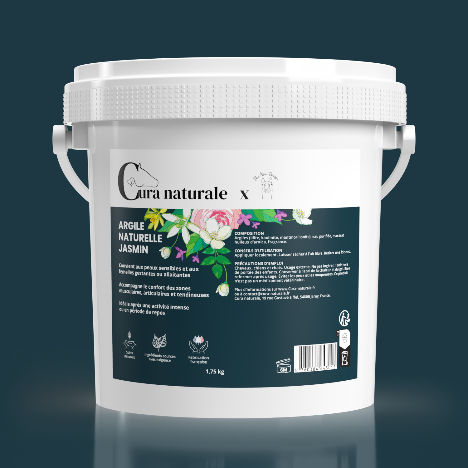 Argile naturelle jasmin chien - seau cataplasme 1,75 kg édition limitée - Cura naturale
