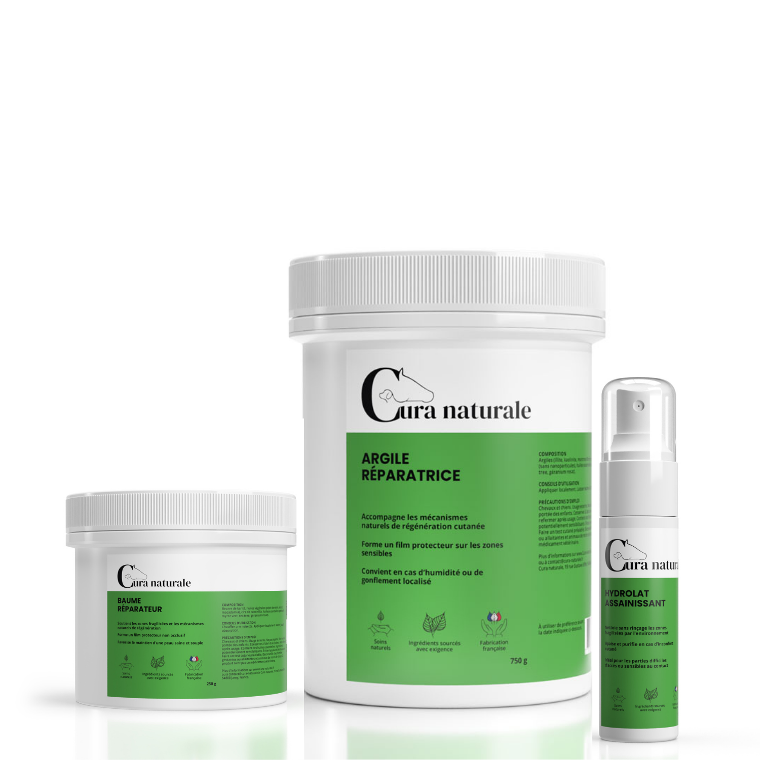 Coffret du mois de septembre cheval — hydrolat, argile et baume réparateur — Cura naturale