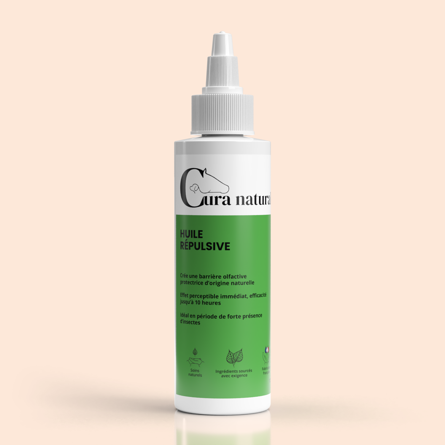 Huile répulsive senteur melon pour cheval - soin et protection - Cura naturale
