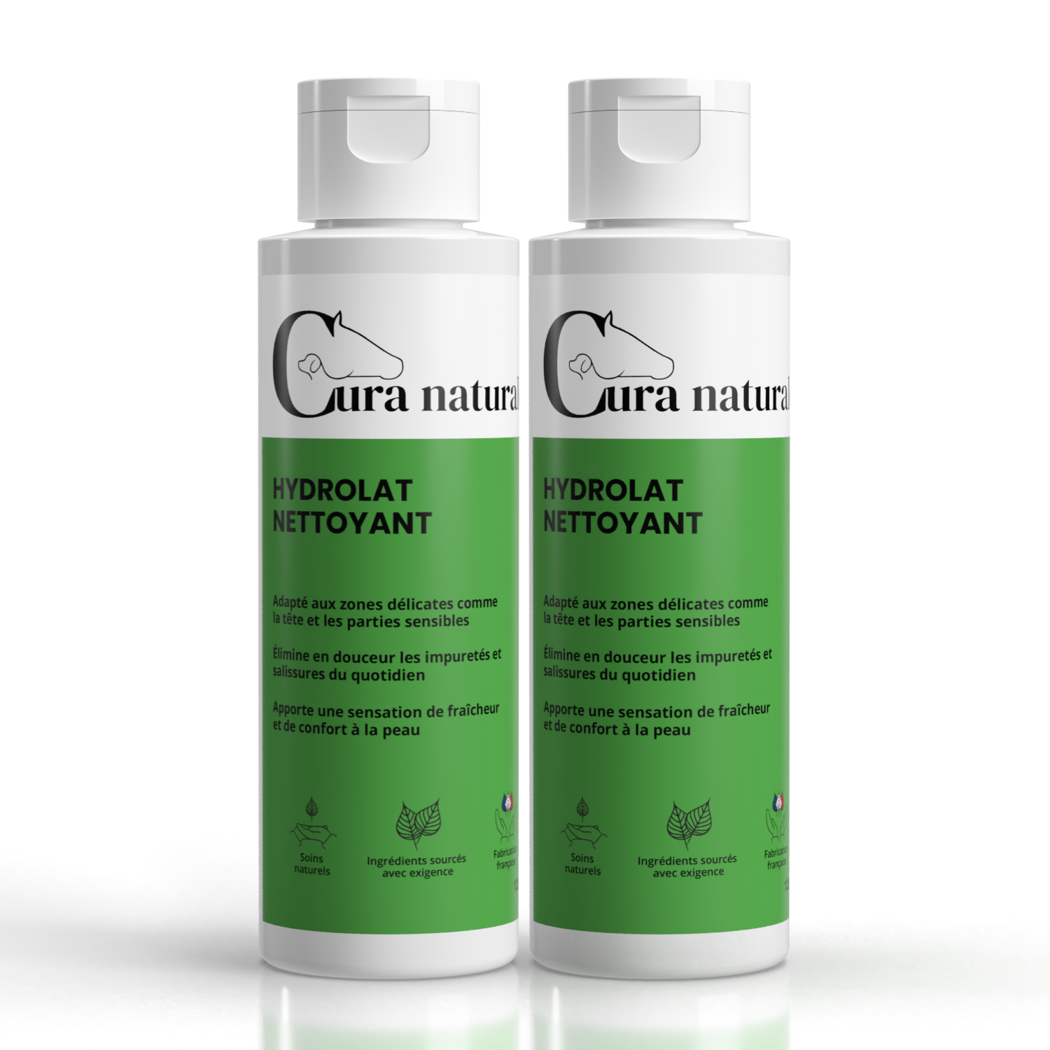 Deux flacons d'Hydrolat nettoyant pour chat Cura naturale