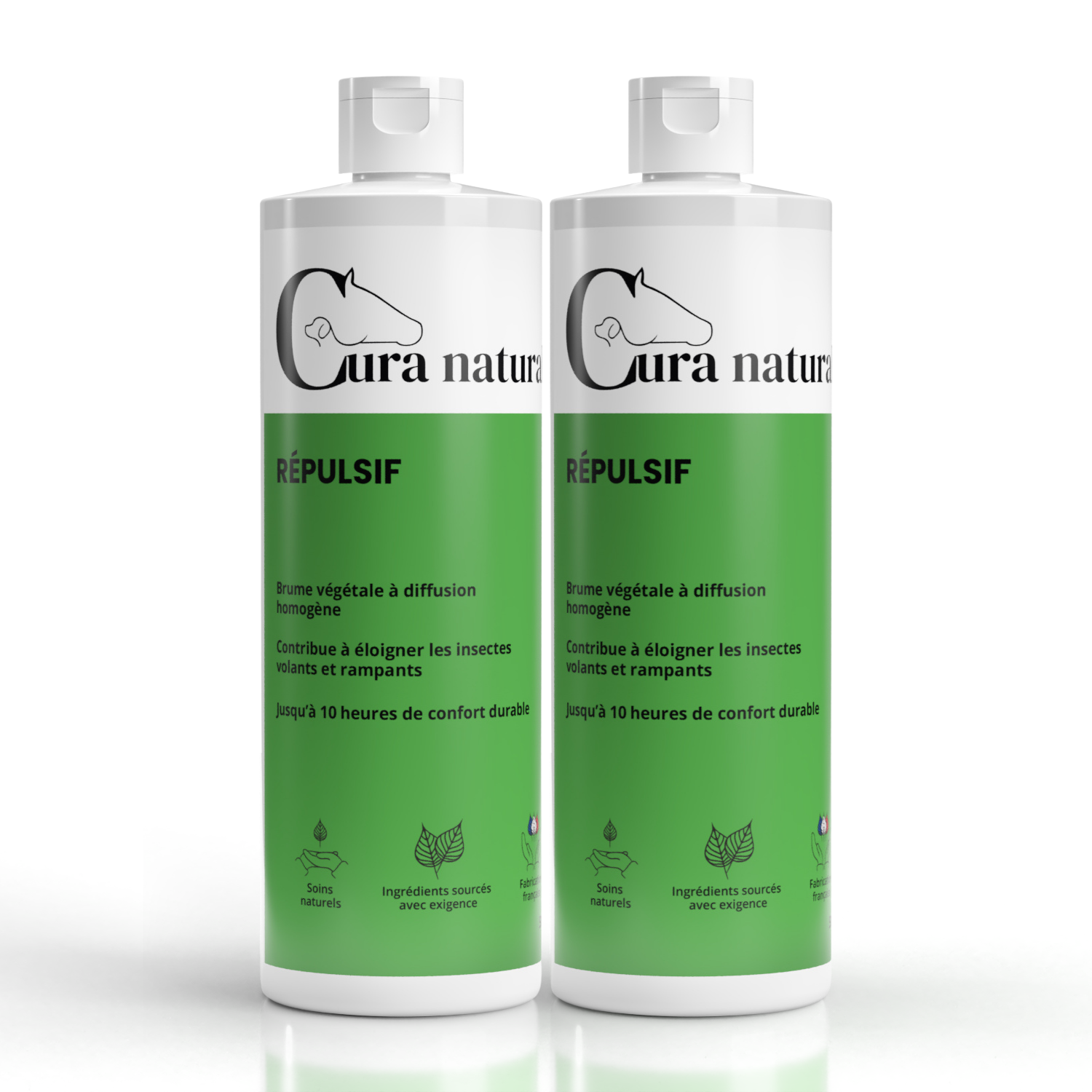 Deux recharges 500 ml de Répulsif pour cheval Cura naturale