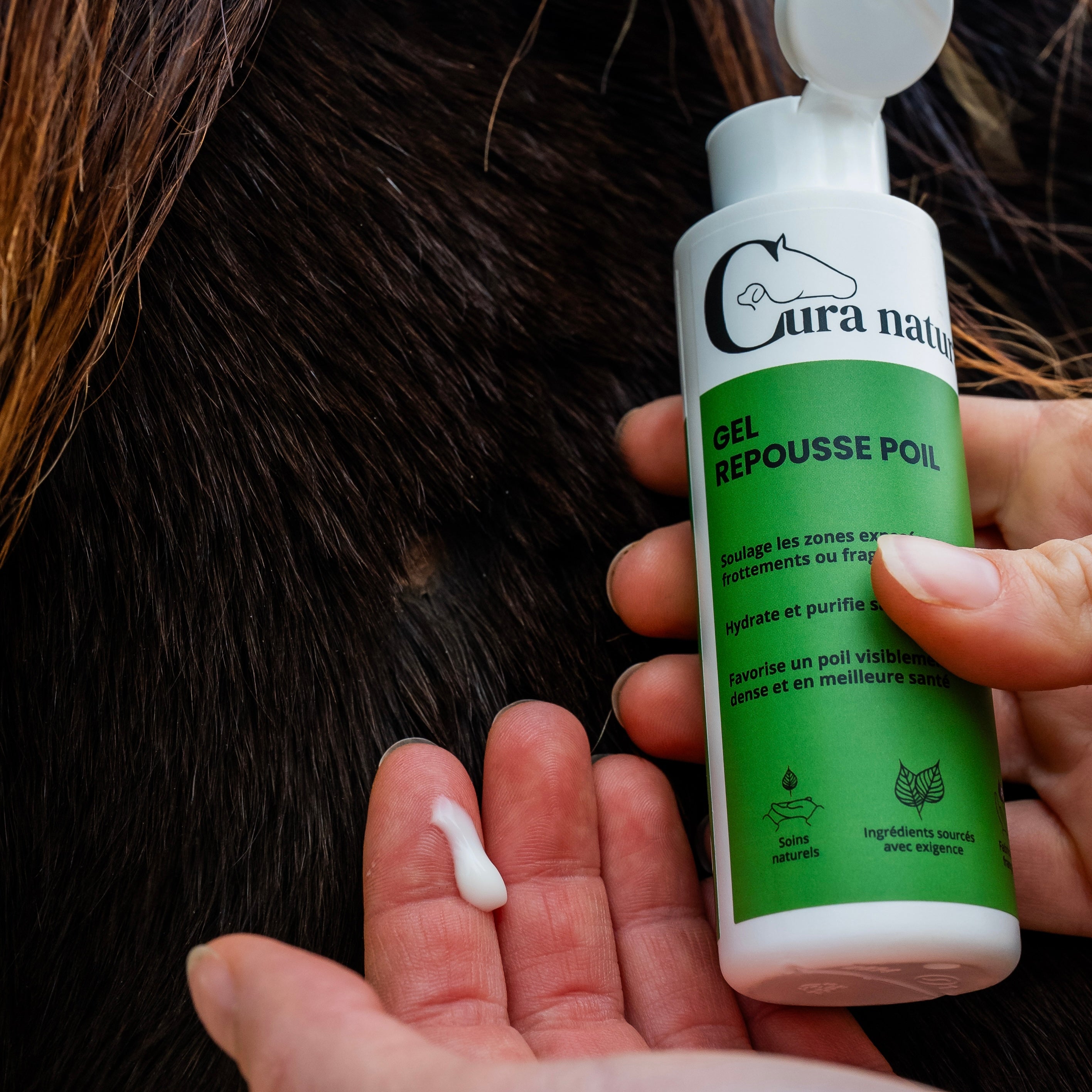Gel repousse poil cheval flacon